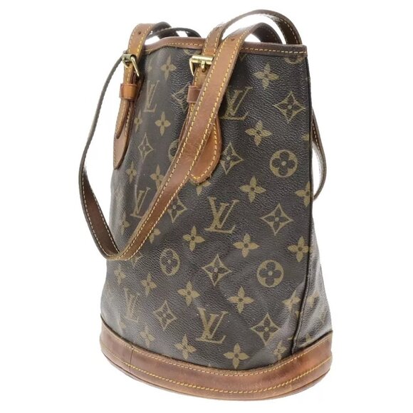 LOUIS VUITTON BUCKET PM Shoulder Tote Bag Monogram Leather Brown - Picture 5 of 14